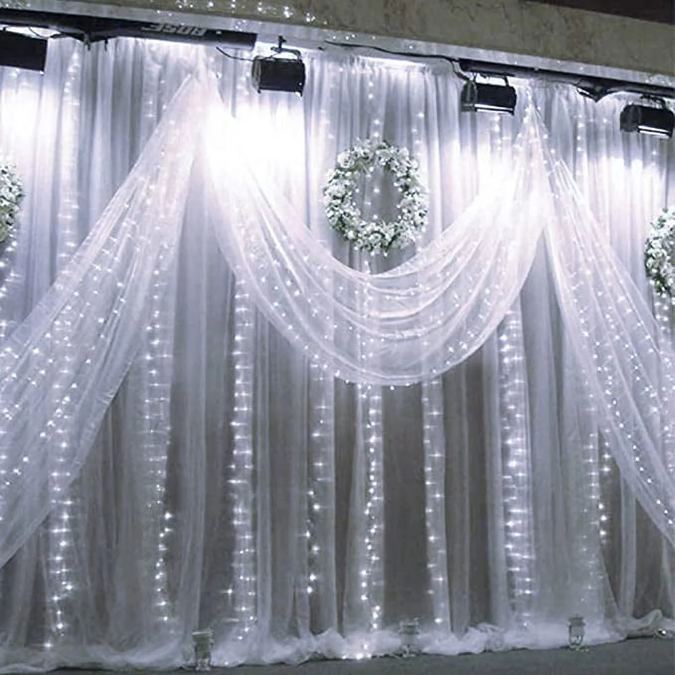Christmas Lights, 300 LED Christmas Curtain Lights for Christmas Decoration, White, 8 Modes for Indoor Outdoor Wall & Party Décor