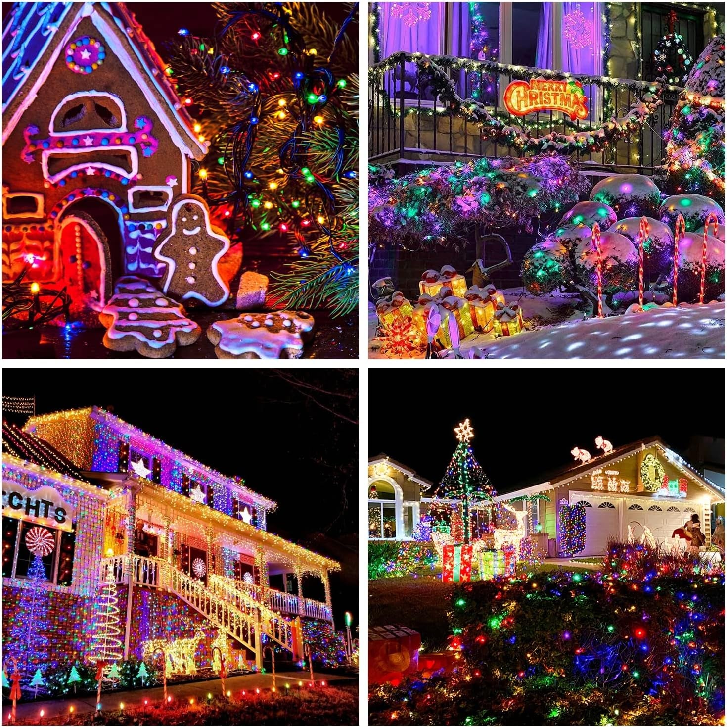 200 LED Multicolor Christmas Lights Outdoor Waterproof, 66Ft Expandable Green Wire, 8 Modes Timer Function, Ideal for Home Party Indoor Xmas Decorations