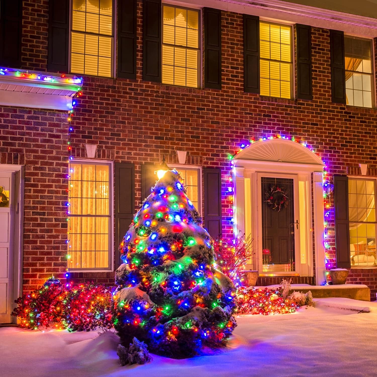 200 LED Multicolor Christmas Lights Outdoor Waterproof, 66Ft Expandable Green Wire, 8 Modes Timer Function, Ideal for Home Party Indoor Xmas Decorations